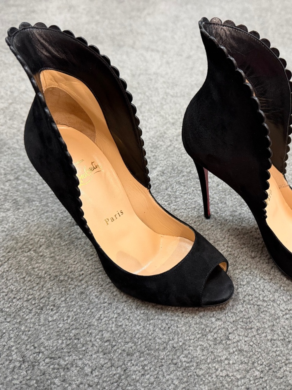 Christian Louboutin Black Pijonina Scalloped Pumps